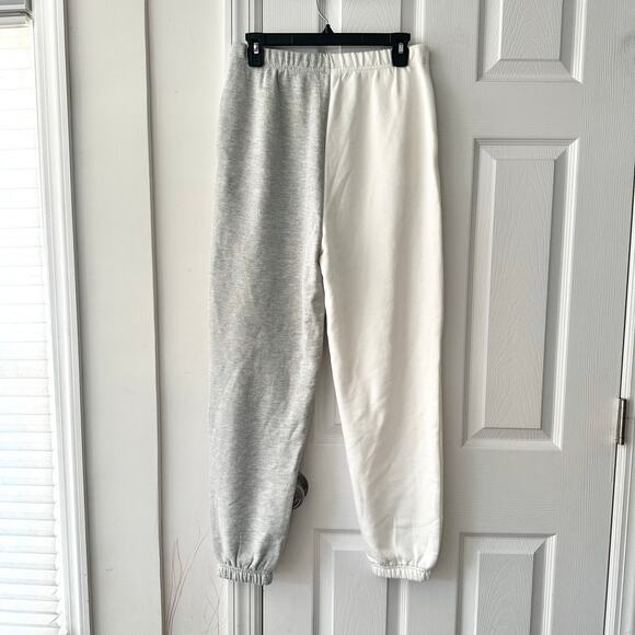 Garage NWT Light Grey White Colorblock French Terry Boyfriend Jogger Sweatpants - Picture 3 of 9